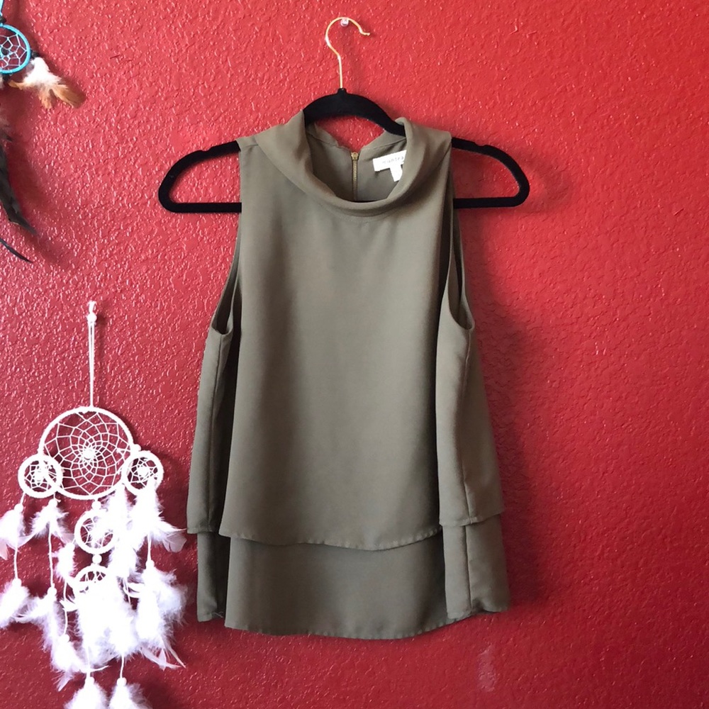 Olive green flowing blouse